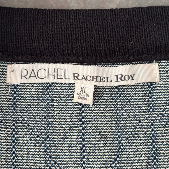 RACHEL Rachel Roy Blue and Cream Knit Top - Picture 4 of 9